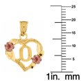 thumbnail image 2 of 14k Two-tone Gold Flower and Heart-shaped Initial 'O' Pendant with 1.2mm Rolo chain, 2 of 4