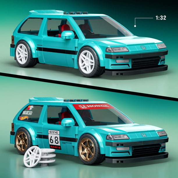 ホットウィール ブリックショップ カスタム '90 ホンダ シビック EF Mattel Brick Shop Hot Wheels Custom '90 Honda Civic EF Building