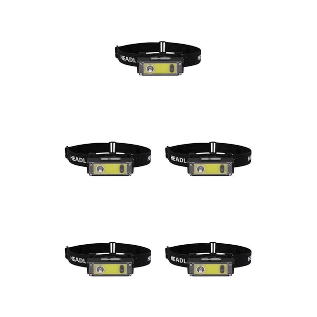 Transemion Headlamp 6 Modes USB Rechargeable Waterproof Powerful Fishing Cycling Climbing Head Light Lighting Lamp Flashlight Without Battery 5Set