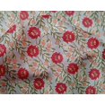 thumbnail image 4 of oneOone Silk Tabby Fabric Leaves & Floral Block Printed Fabric 1 Yard 42 Inch Wide, 4 of 5