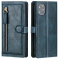 thumbnail image 2 of Kelvin Leather Flip Zipper Magnetic Wallet Phone Case Card Holder For iPhone 12 Pro Max (Cyan), 2 of 8