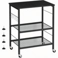 thumbnail image 1 of Bakers Rack Microwave Stand Cart With Storage Small Kitchen Island On Wheels Black Coffee Bar Cart 3 Tier Kitchen Shelf Stand With 10 Hooks Printer Table For Living Room Bedroom Office, 1 of 5