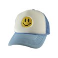 thumbnail image 1 of Gravity Threads Smile Face Embroidery Adjustable Trucker Hat - Smile White/Sky, 1 of 2