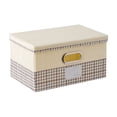 thumbnail image 2 of Boîte Organisatrice de Rangement en Tissu de Lin avec Poignée / Bac à Jouets et Couettes Pliable à Main pour la Maison / Contenant de Garde-Robe Portable Lavable pour Vêtements, Couvertures et Literie, 2 of 6