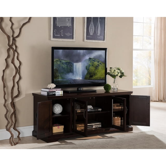 Leick Riley Holliday Bronze Glass 60" TV Stand in Chocolate Cherry