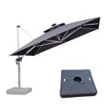 thumbnail image 1 of PURPLE LEAF Parasol de Patio Carré de Luxe de 11 Pi à DEL Alimenté par Solar avec Base, Grand Parasol Déporté à Mât Décentré avec Rotation à 360°, Gris, 1 of 17