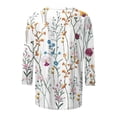 thumbnail image 4 of Pompotops T-shirt Ample Imprimé pour Femme, Blouse Mi-Longue à Manches 3/4, Col Rond, Hauts Décontractés, Liquidation, 4 of 5