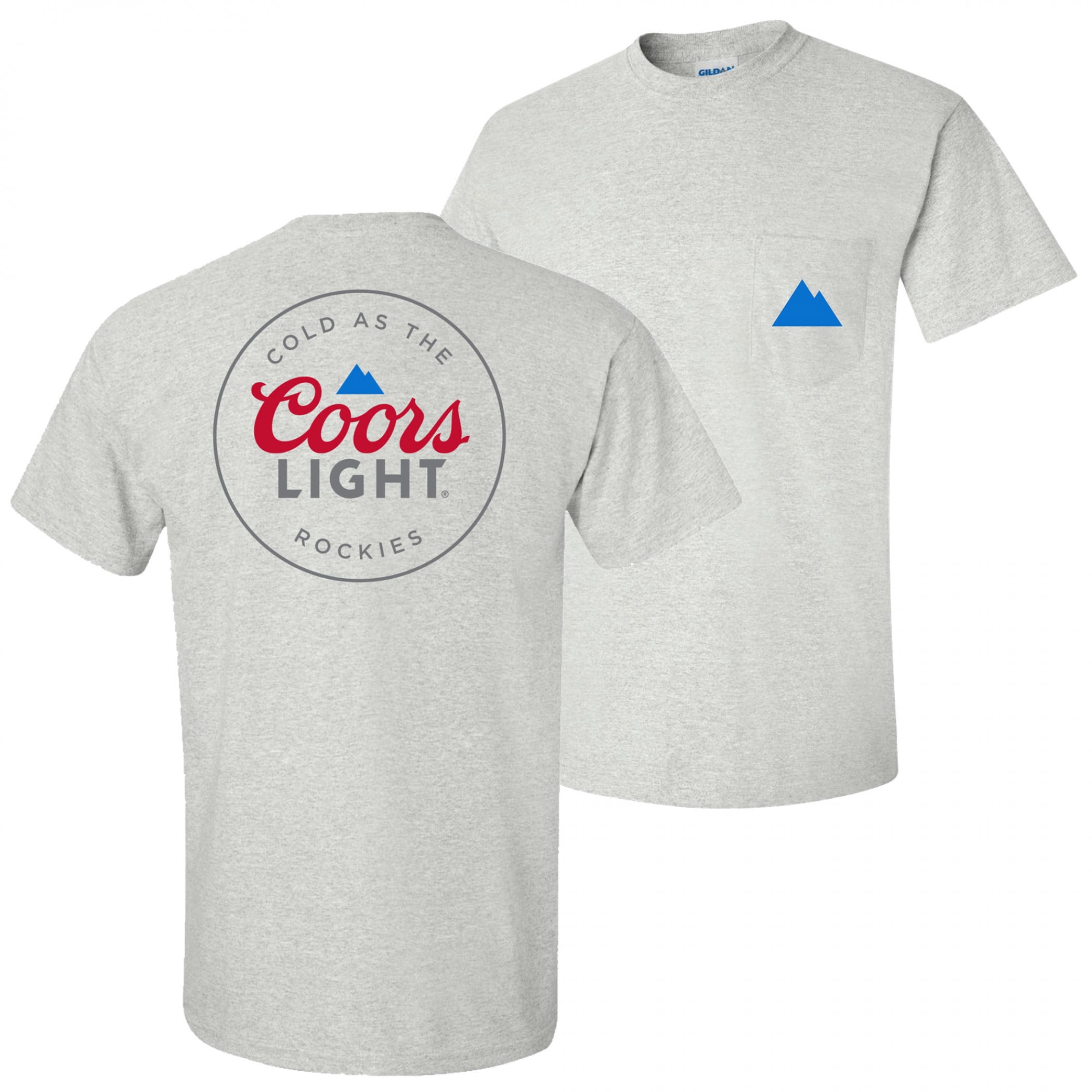 Coors Light Mountain Pocket Logo with Rear Logo Print Grey T-Shirt-3XLarge