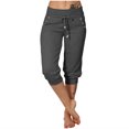thumbnail image 1 of Timegard Womens Yoga Pants Drawstring High Waist Workout Cropped Pants Athletic Capri Pants with Pockets, 1 of 7