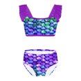 thumbnail image 1 of Sxiwei Little Gilrs Two Pieces Fish Scales Tankini Swimsuits Ruffle Top Bottoms Bathing Suit Purple 10, 1 of 6