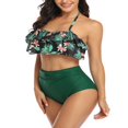 thumbnail image 3 of Mother and Daughter Bikini Leopard/Floral Crop Halter Back Tie Bra Tops High Waist Triangle Panty Set, 3 of 8
