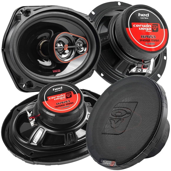 Cerwin Vega 6.5" and 6x9 3-Way Coaxial Speakers 4 Ohm HED Series H7653 H7693 Combo Pack