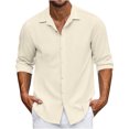 thumbnail image 1 of Yuyuzo Mens Shirts Long Sleeve Button down Open Front Lapel V Neck Blouse Solid Color Business Casual Fall Tops, 1 of 6