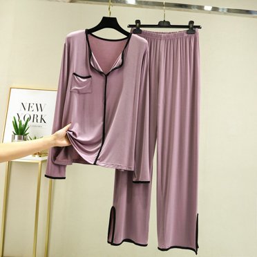 Qertyioot Summer Lounge Sets for Women,Casual Long Sleeved Top Loose Pants Home Clothing Pajama Set Under $20