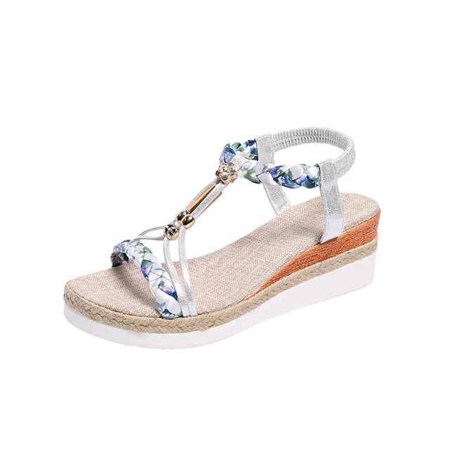VEKDONE Sandales de Plage pour Femmes Mode Femmes Décontractées Bout Rond Sandales Confort Plage Chaussures Décontractées