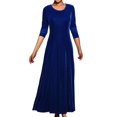 thumbnail image 1 of Kctiaxy Longues Robes pour Femmes Coupe Ajustée Manches Longues Robe d'Hiver en Velours Décontractée Couleur Unie Col Ras du Cou Élégante Fluide Robe Maxi, 1 of 4