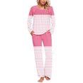 thumbnail image 2 of Yuyuzo Ensembles de Pyjama pour Femmes 2 Pcs Rayé Manches Longues Col Rond T-Shirts Pantalons de Détente avec Poches, 2 of 6