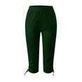thumbnail image 4 of Womens Relaxed Fit Pants by Generic Summer Casual Drawstring Solid Cropped Cargo Pants, Black, Size XL, 4 of 5