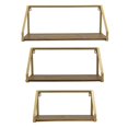 thumbnail image 1 of Plutus Brands PBTH92071 Rangement Mural Métal & Bois en Métal Doré - Lot de 3, 1 of 1