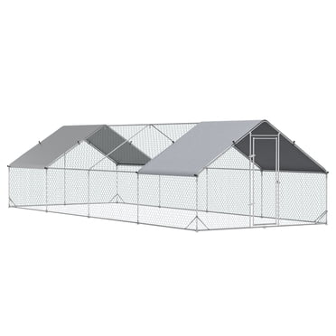 PawHut Galvanized Large Chicken Coop Cage Walk-in Enclosure 9.8'x26.2'x6.6'