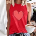 thumbnail image 1 of UPPADA Débardeurs pour Femmes Grande Taille Décontractés Sans Manches T-Shirts Graphiques T-Shirts Surdimensionnés Hauts Tee Cœur Hauts Sans Manches T-Shirts Graphiques Chemises Rouge,P, 1 of 4