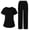 Black,2 piece summer pants set for women, variant on SZJXBUY Plus Size Scrub Sets for Woman Summer Casual Basic Medical Nurse Housekeeping Uniform Cleaning Uniforms V Neck Top & Pants with Multi Pockets Outfit Purple,L