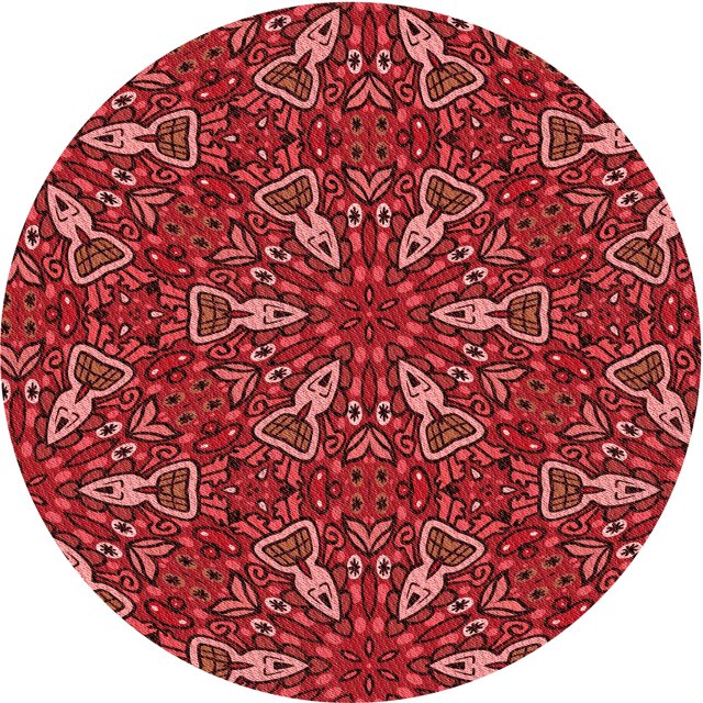Ahgly Company Tapis Rond Lavable en Machine Intérieur Transitionnel Rouge Tomate, 5 Pieds Rond