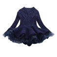 thumbnail image 1 of MeetoTime Girls Clothes 2-11 Years Solid Color Round Neck Long Sleeve Hem Mesh Sweater Dresses for Girl, 1 of 2