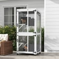 thumbnail image 2 of PawHut Maisonnette Extérieure pour Chat, Grand Catio avec Roues, Coffre de Repos, Blanc et Gris, 2 of 10