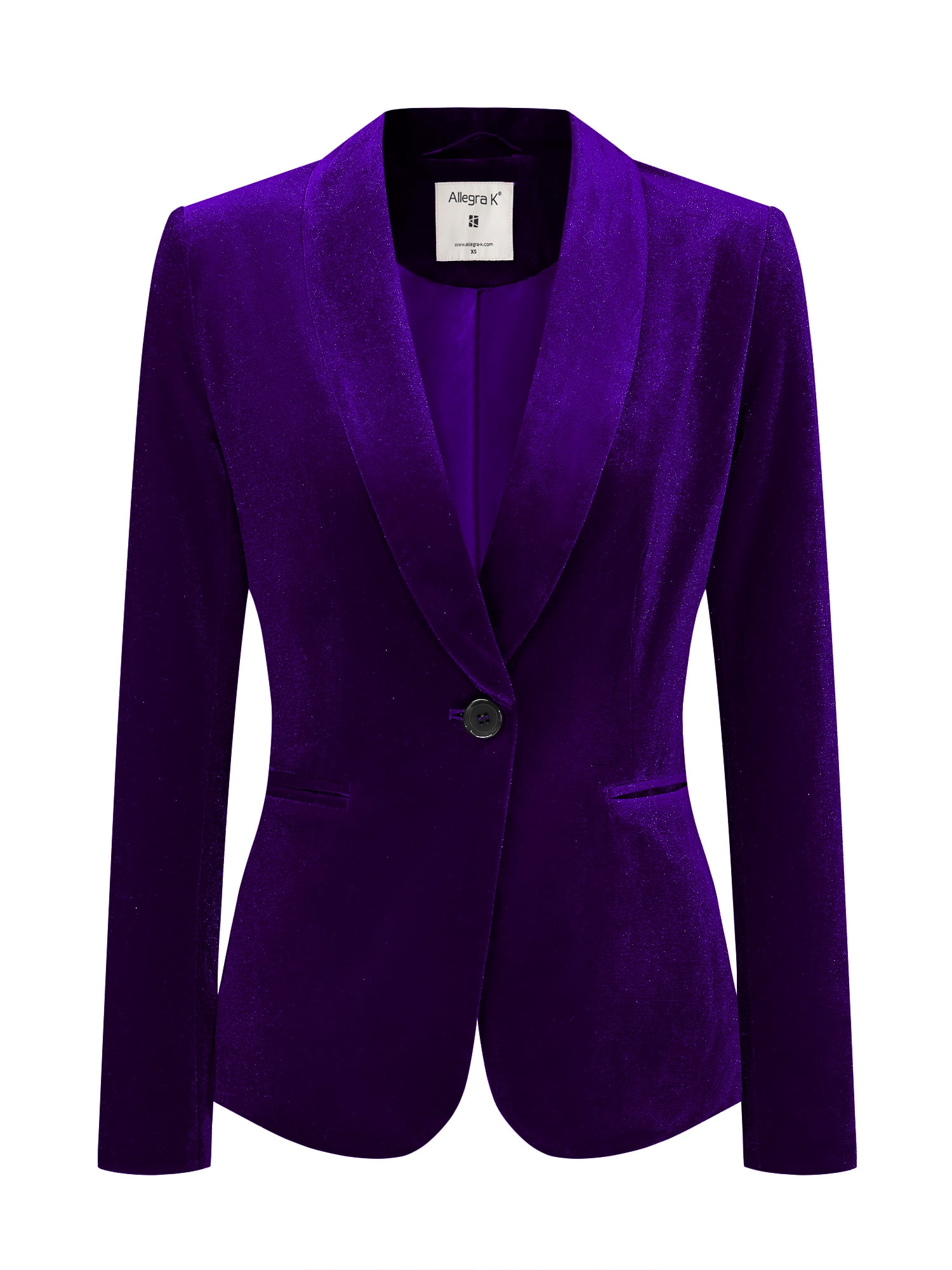INSPIRE CHIC Blazer Court en Velours pour Femme à Col Châle, un Bouton
