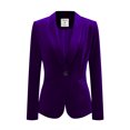 thumbnail image 1 of INSPIRE CHIC Blazer Court en Velours pour Femme à Col Châle, un Bouton, 1 of 6