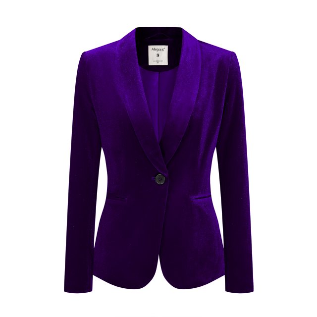 INSPIRE CHIC Blazer Court en Velours pour Femme à Col Châle, un Bouton