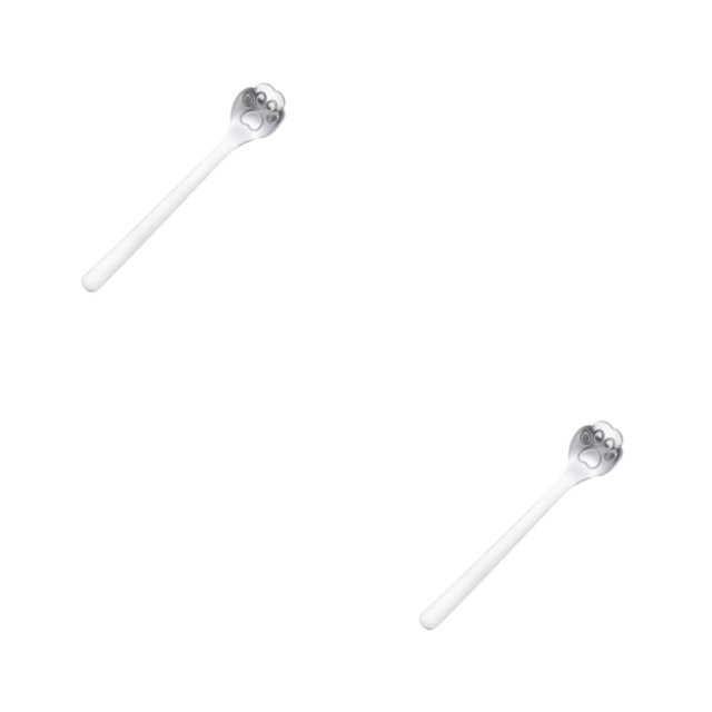 Redempat Cute Tea Spoon Exquisite Stainless Steel Spoon For Tea Drinking Teaware cat paw silver 1 2Set