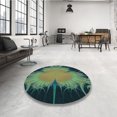 thumbnail image 4 of Ahgly Company Machine Washable Indoor Round Transitional Green Area Rugs, 3' Round, 4 of 7