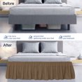 thumbnail image 3 of PiccoCasa Polyester Brushed Bed Skirt with Elastic Dust Ruffles 16" Drop, King Brown, 3 of 9