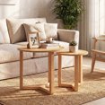 thumbnail image 2 of Costway Round Nesting Coffee Table Set of 2 with Thickened Top & Solid Rubber Wood Legs Natural, 2 of 10