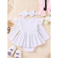 thumbnail image 3 of FOCUSNORM Tenue de Printemps pour Bébé Fille Nouveau-Né Robe à Manches Longues Col Rond avec Nœud et Bandeau Vêtements d'Automne pour Nourrisson, 3 of 9