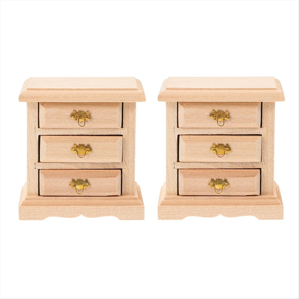 2pcs Nightstands Night Stand Furniture Bed Table Decor Miniature Cabinet Night Table Cabinet Props Wood Cupboard,2 x Mini bedside table,Wood Color