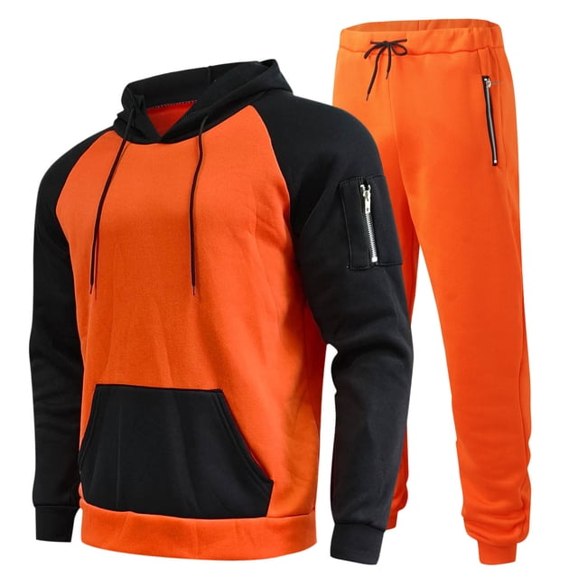Male Casual Solid Two Suite Pants for Men Piece Suit Zipper Pocket Pinstripe Suit Jacket Men Raglan Sleeve Hoodies Drawstring Homecoming Outfit for Men Zipper Pocket Pants Set