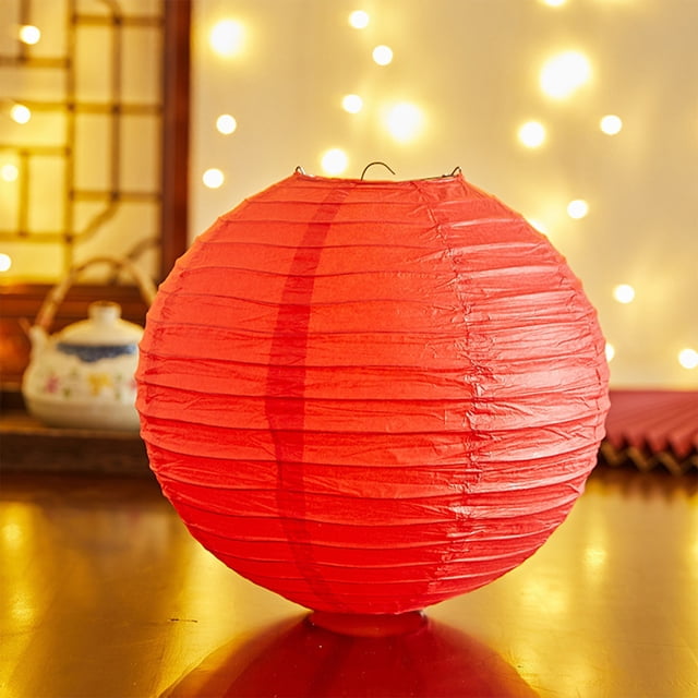 Paper Lanterns Red Paper Lanterns 30x30cm Traditional Solid Color Lampshade for Spring Courtyard Decoration 1Pcs JASKFLY