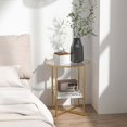 thumbnail image 2 of Costway Table d'Appoint en Verre 2 Pcs, Table d'Appoint Ronde 20 Pouces à 2 Niveaux avec Tablette de Rangement en Faux Marbre, 2 of 10