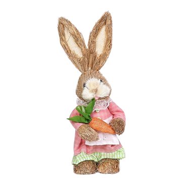 Chmadoxn Easter Decorations, Easter Ornaments, Easter Gifts Easter Simulation Bunny Home Garden Bunny Decoration Creative Straw Bunny the bunny