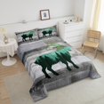 thumbnail image 4 of Goat Toddler Bedding Set, Wooden Plank Hunting Animals Soft Bed Set For Sofa, Green Trees Wildlife Rustic Breathable Down Comforter For Kids Teens, Mountains Safari Cozy Duvet Insert, 4 of 7