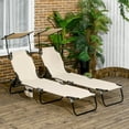 thumbnail image 2 of Outsunny 2 Piece Folding Chaise Lounges with Adjustable Backrest, Tan, 2 of 10