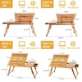 thumbnail image 2 of Graflsoa Adjustable Bamboo Laptop Desk with Cooling Fan and Drawer, Foldable Bed Table in Medium Size, Natural Finish, 4-Level Height Adjustment, 2 of 6