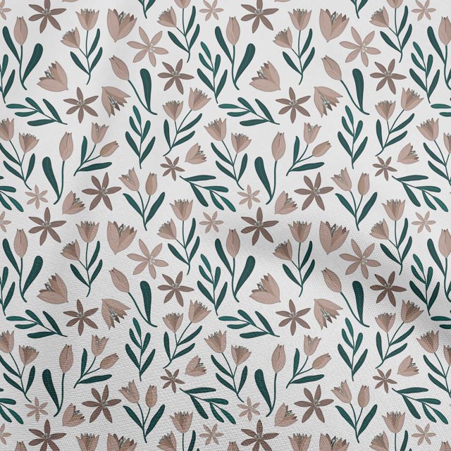 oneOone Cotton Silk Light Brown Fabric Floral Sewing Craft Projects Fabric Prints By Yard 42 Inch Wide