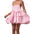 thumbnail image 1 of Womens Summer Dress Adjustable Spaghetti Strap Sleeveless Flowy Mini Short Dresses Pink L, 1 of 8