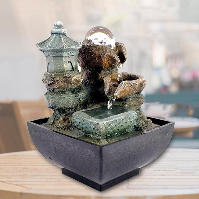 Tabletop Water Fountain Meditation With Lights Office Living Style 2