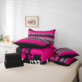 thumbnail image 5 of Cheetah Print Comforter Set,7 Pieces Wild Animal Skin Leopard Spot Queen Bed in a Bag,Geometry Aztec Fuchsia Sriped Bedding Sets with Comforter,Flat Sheet,Fitted Sheet,Pillowcase,Pillow Sham, 5 of 5