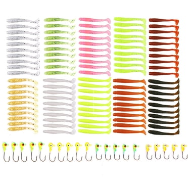 120pcs Soft Fishing Lures and Hooks Set Plastic Grub Plastic Swimbait Soft Bait Worm Wobblers Bait Fish Jigging Swimbait